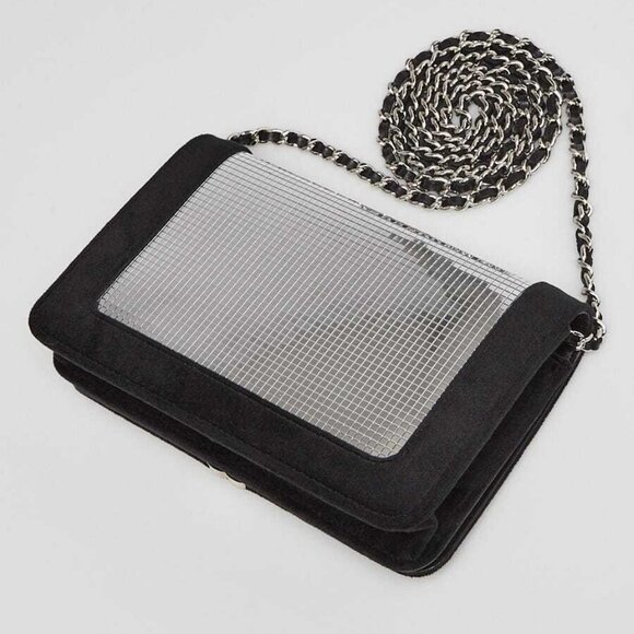 Chanel Black Velvet and Mirror Sequin CC WOC Clutch Bag - Picture 3 of 13
